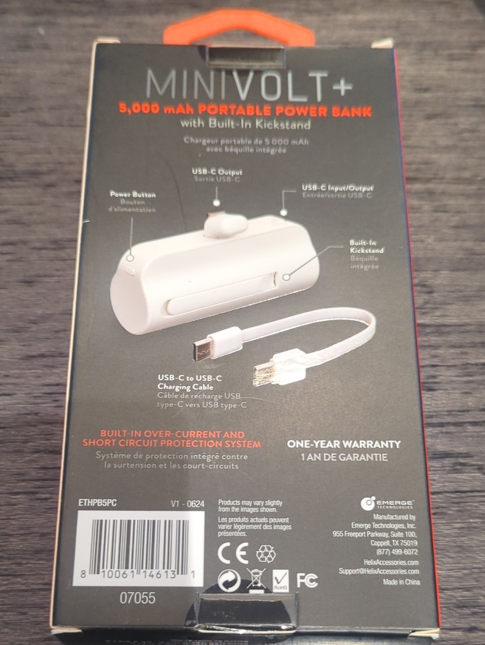 Helix MiniVolt+ 5,000mAh Portable Power Bank - White New - Picture 2 of 2